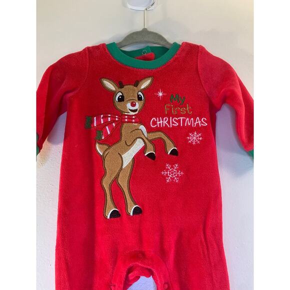 RUDOLPH RED NOSES REINDEER Boy’s One-Piece Velour Outfit / Size: 3 Months - Picture 4 of 6